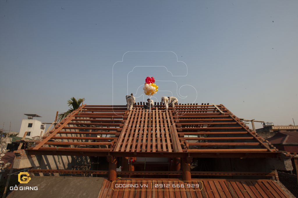 Lễ cất nóc nhà 3 gian truyền thống tại xứ Đoài