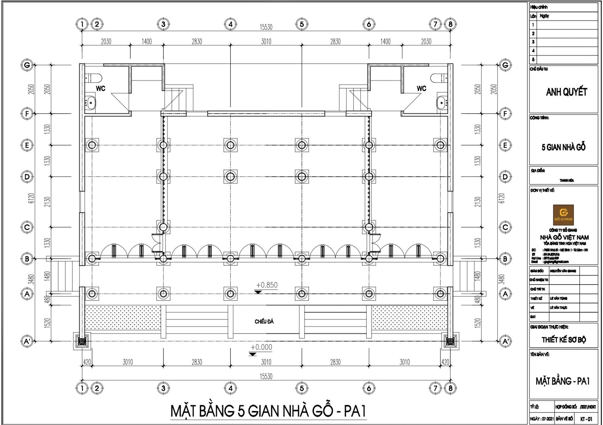 Mặt Bằng Nhà Gỗ 5 Gian