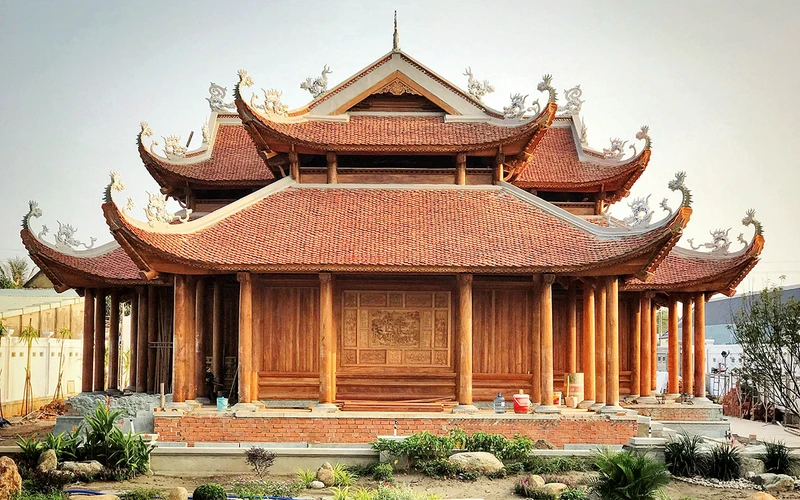 Một công trình kiến trúc gỗ đậm hồn cốt dân tộc mang thương hiệu Gỗ Giang. Ảnh trong bài do nhân vật cung cấp