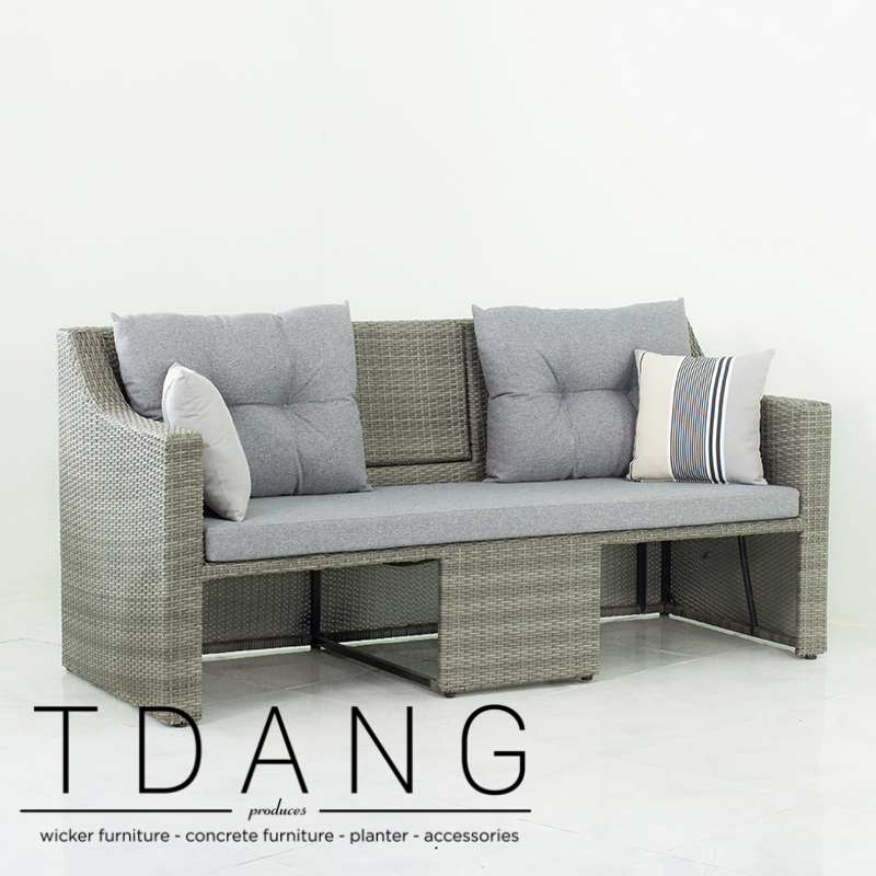 Madison Outdoor Wicker Loveseat with Ottoman