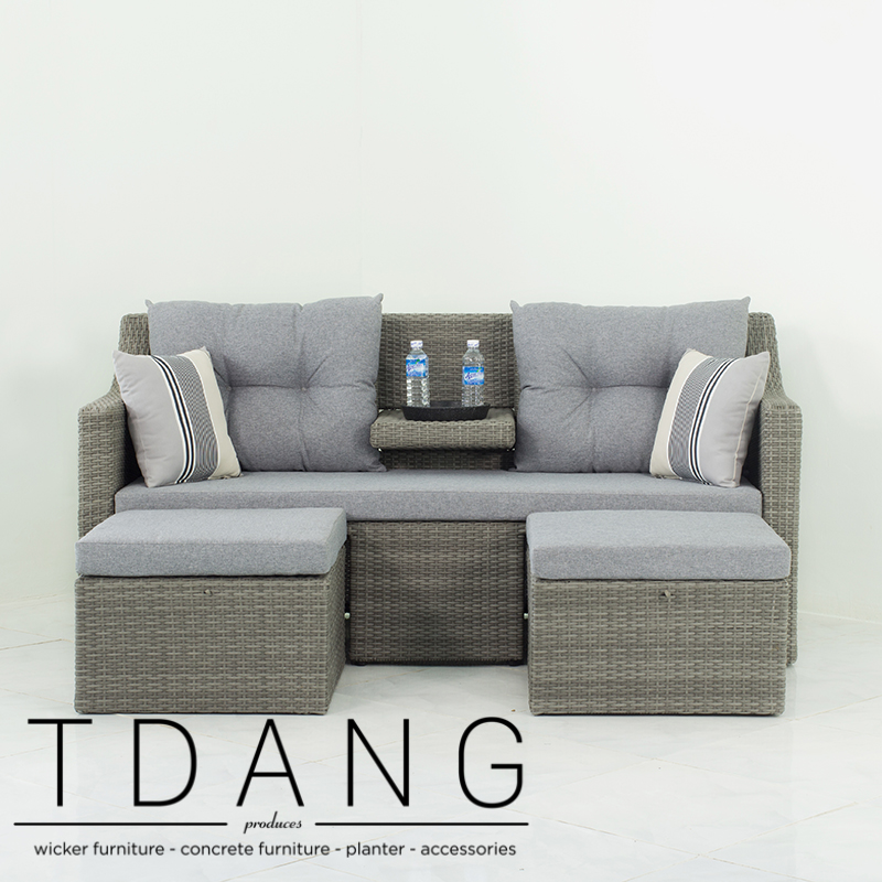 Madison Outdoor Wicker Loveseat with Ottoman Madison Outdoor Wicker Loveseat with Ottoman