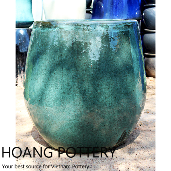 Ceramic Large Aqua Green Round planter