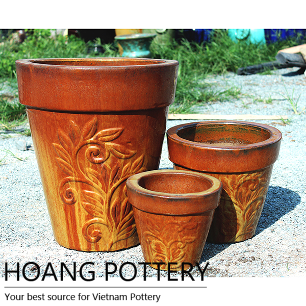 Over Burnt Cream Ceramic Glazed Pot