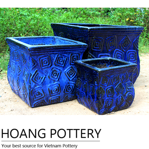Square Glazed Ceramic Pots