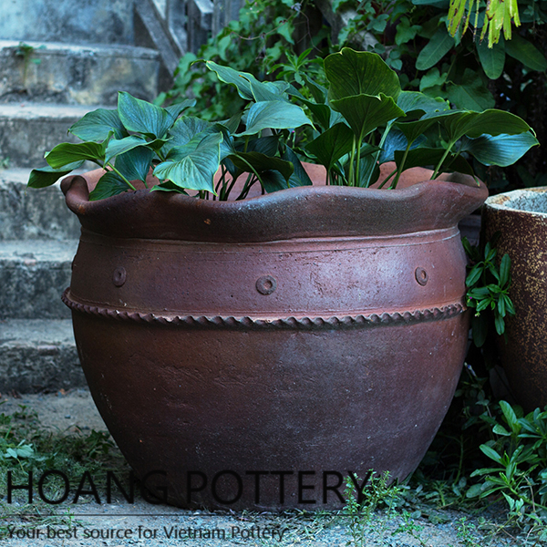 Pattern Round Black Clay Flower Pot Pattern Round Black Clay Flower Pot