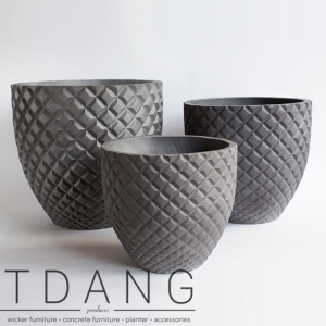 Light Cement Low Diamond Pots( C4BD7065)