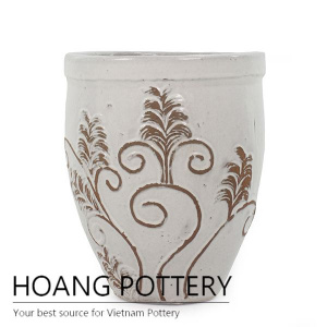 Carved Aqua Blue Glazed Ceramic Planters (HPPN016)