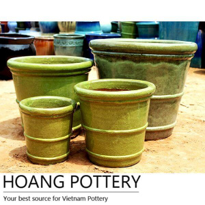 Ceramic Glazed Pots with Two Rings (HPTR017)