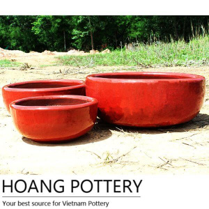 Red Low Ceramic Flower Pots