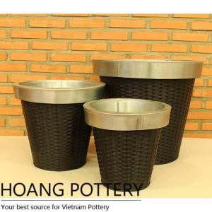 Beautiful Design Zinc Wicker Planter (HPW028)