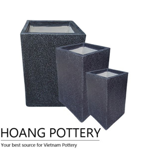 Black Square Terrazzo Decoration Pot (TAT077)