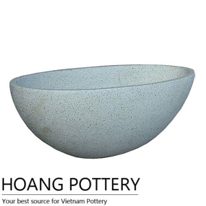 Bowl Shape White Terrazzo Flower Planter (TAT006)