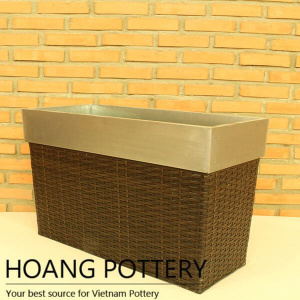 High Quality Zinc Wicker Planter (HPW034)