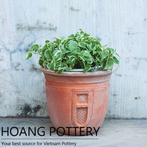 Pattern Red Terracotta Flower Pot (HPTC041)