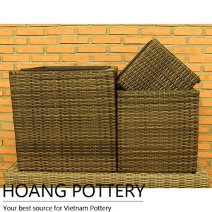 Quality Cube Wicker Flower Pot (HPW052)