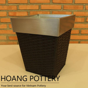 Quality Zinc Wicker Flower Planter indoor (HPW030)