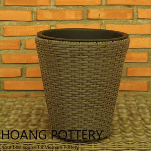 Round Quality Wicker Flower Planter (HPW035)