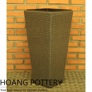 Tall Square Wicker Flower Planter (HPW062)