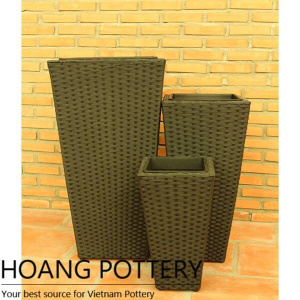 Tall Wicker Planter Flower Pot (HPW066)