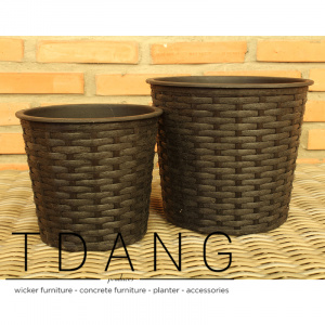 Round Lightweight Brown Weaving Wicker Pot Set (TDW018)