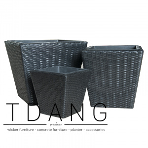 Square Handmade Plastic Wicker Planter Set (TDW020)