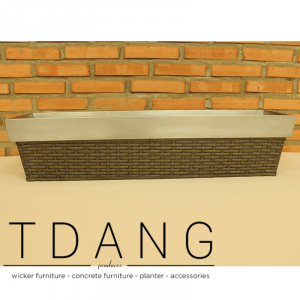 Handmade Wicker Trough With Zinc Pot (TDW029)