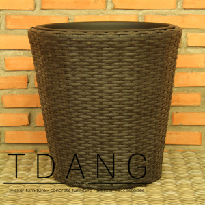 Round Wicker Pot Outdoor Decor (TDW032)