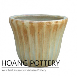 Garden cream round ceramic planter