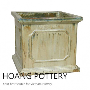Honey low square ceramic planter