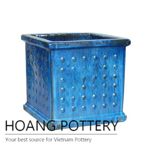 Light blue button cube planter