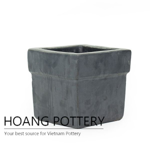 Matt black design cube planter