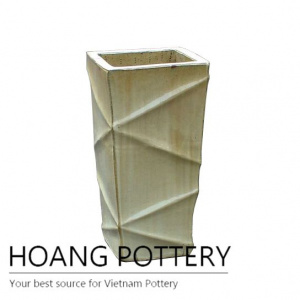 Medium overburnt cream square ceramic pot