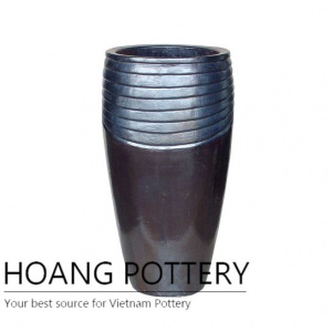 Tall round ceramic thread planter