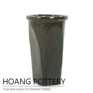 Tall round garden ceramic pot