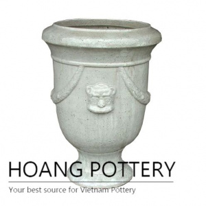 Tall white ceramic pattern cup