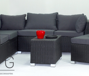 Vietnam black wicker 8 pieces sofa set