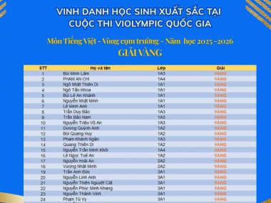 “CƠN MƯA” GIẢI THƯỞNG – VINH DANH HỌC SINH XUẤT SẮC TẠI CUỘC THI VIOLYMPIC QUỐC GIA CẤP CỤM TRƯỜNG.