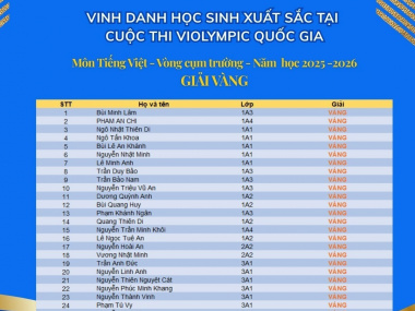 “CƠN MƯA” GIẢI THƯỞNG – VINH DANH HỌC SINH XUẤT SẮC TẠI CUỘC THI VIOLYMPIC QUỐC GIA CẤP CỤM TRƯỜNG.