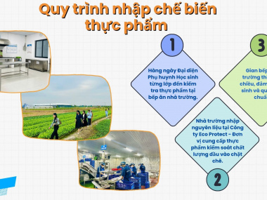 Quy trình nhập, chế biến thực phẩm của trường Tiểu học Nguyễn Khuyến - An toàn - Dinh dưỡng