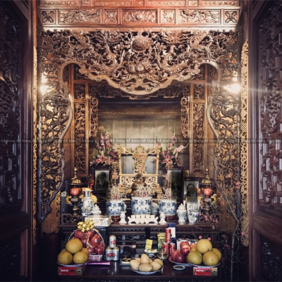 NỘI THẤT PHÒNG THỜ | NHÀ 3 GIAN TRONG PHỐ | GỖ LIM LÀO | BẠCH MAI, HN.