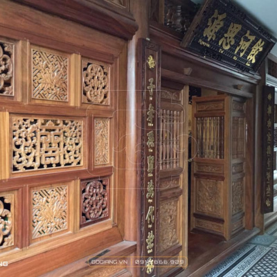 PHÒNG THỜ ĐẸP MỘC CỔ TRUYỀN TRONG NHÀ PHỐ | GỖ LIM LÀO |  GIẢNG VÕ, HN