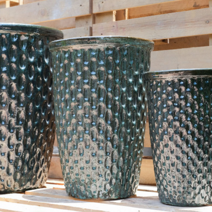 Black ceramic cylinder pot