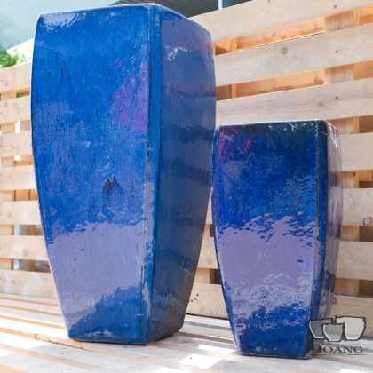 Polished blue ceramic pot