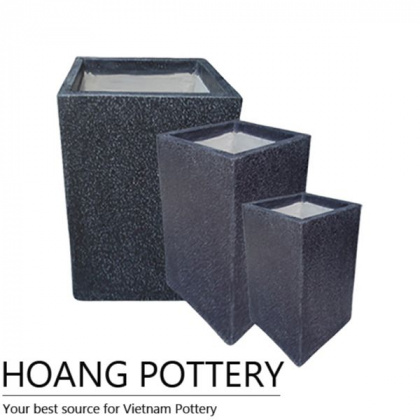 Black Square Terrazzo Decoration Pot (TAT077)