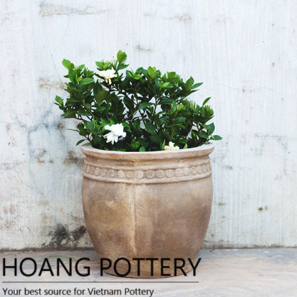 Cheap Beautiful Coin pattern Clay Flower Pots (HPTC087)