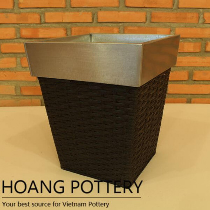 Quality Zinc Wicker Flower Planter indoor (HPW030)