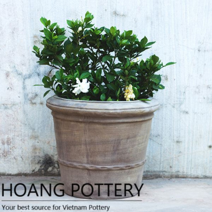 Round Chocolate Clay Garden Flower Planters (HPTC062)