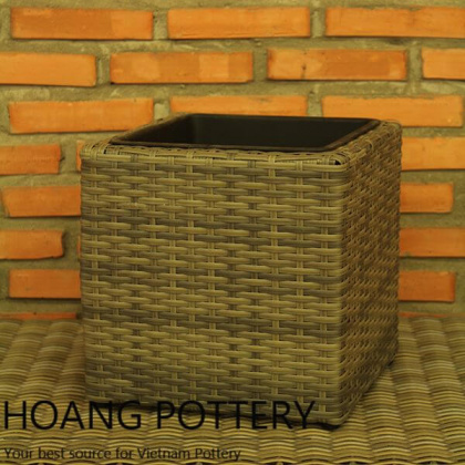 Square Wicker Flower Planter (HPW047)