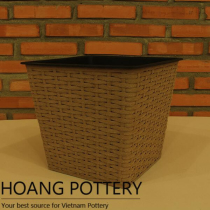 Square Wicker Flower Pot (HPW020)
