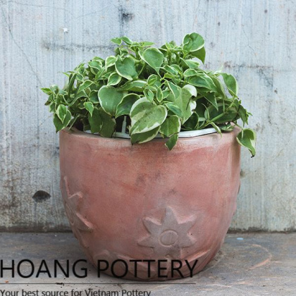 Stars Pattern Red Terracotta Flower Pot (HPTC031)
